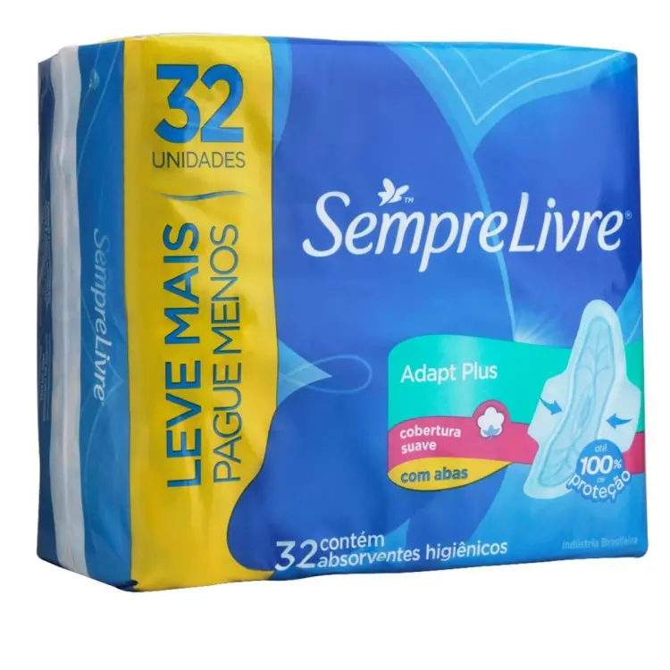 ABSORVENTE SEMPRE LIVRE ADAPT PLUS SUAVE C/ ABAS 32 UNIDADES