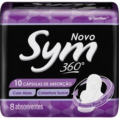 ABSORVENTE SYM COM ABAS SUAVE COM 8 UNIDADES