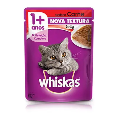 RAÇÃO ÚMIDA WHISKAS JELLY CARNE 85G