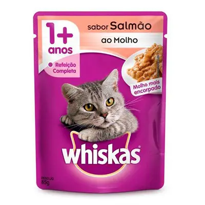 RAÇÃO ÚMIDA WHISKAS SALMÃO AO MOLHO 85G