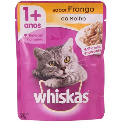 RAÇÃO ÚMIDA WHISKAS FRANGO AO MOLHO 85G