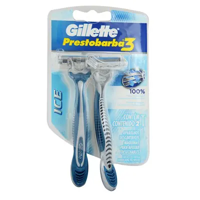 APARELHO DE BARBEAR DESCARTÁVEL GILLETTE PRESTOBARBA 3 COOL 2 UNIDADES