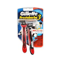 APARELHO GILLETTE PRESTOBARBA 3 FAST SHAVE COM 2 UNIDADES