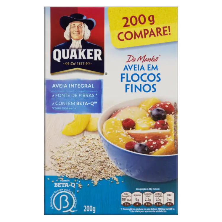 AVEIA EM FLOCOS QUAKER FINOS 200G