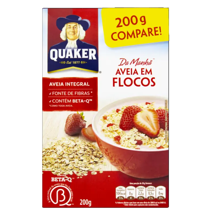 AVEIA EM FLOCOS QUAKER REGULAR 200G