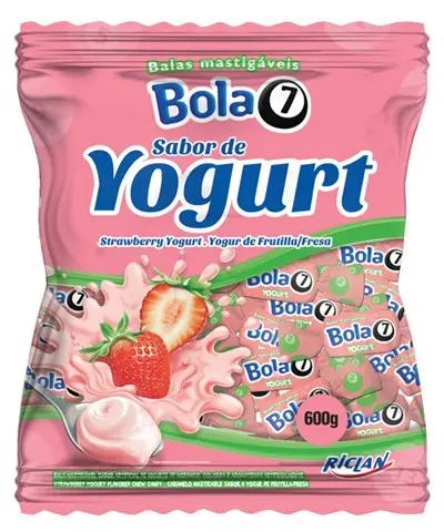 BALA MASTIGÁVEL BOLA 7 YOGURT RICLAN 600 GRAMAS