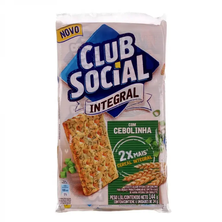 BISCOITO CLUB SOCIAL INTEGRAL CEBOLINHA 144G