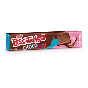 BISCOITO PASSATEMPO CHOCOLATE RECHEADO MORANGO 130G