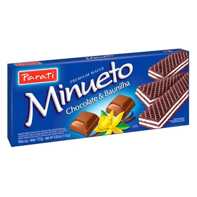 WAFER MINUETO CHOCOLATE E BAUNILHA 115G