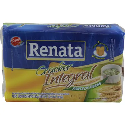 BISCOITO CREAM CRACKER INTEGRAL RENATA 360G