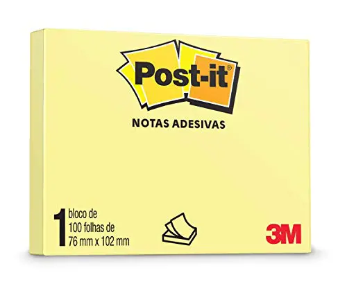 BLOCO ADESIVO POST-IT 3M AMARELO 76X102MM COM 100 FOLHAS