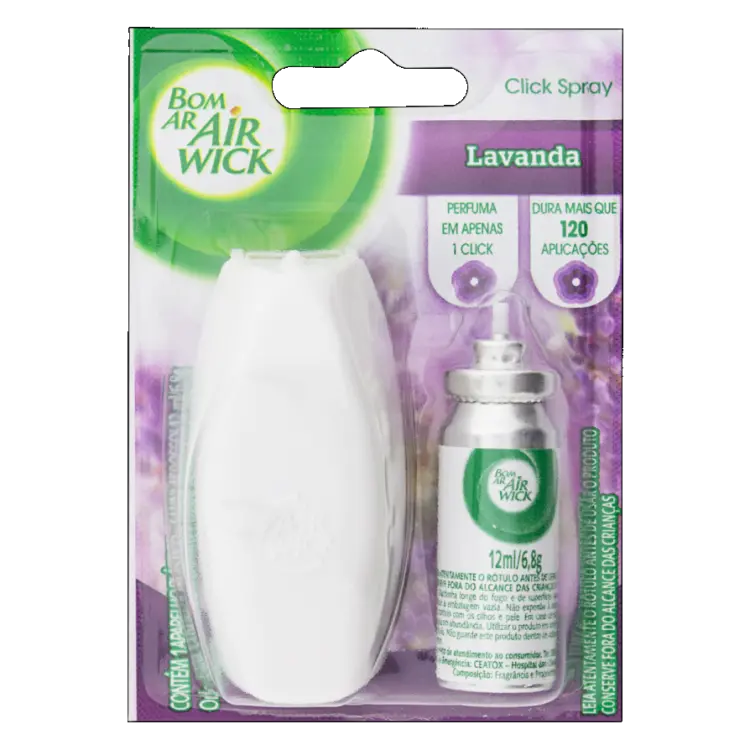 BOM AR CLICK SPRAY LAVANDA APARELHO + REFIL 12 ML