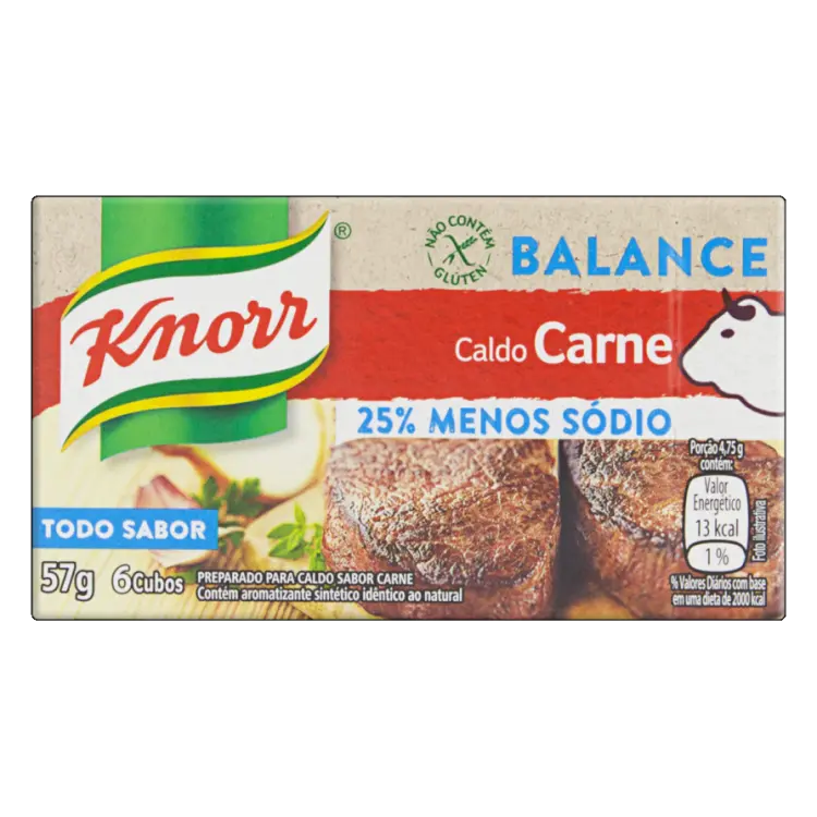 CALDO KNORR MENOS SÓDIO CARNE 57G