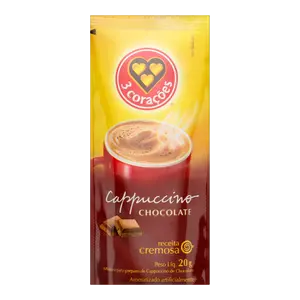 CAPUCCINO SOLÚVEL 3 CORAÇÕES CHOCOLATE 20G