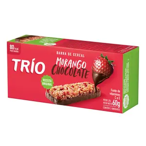 CEREAL BARRA TRIO MORANGO CHOCOLATE COM 3 60 GR