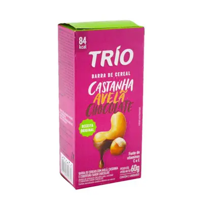 CEREAL BARRA TRIO AVELA/CASTANHA CHOCOLATE COM 3 60 GR