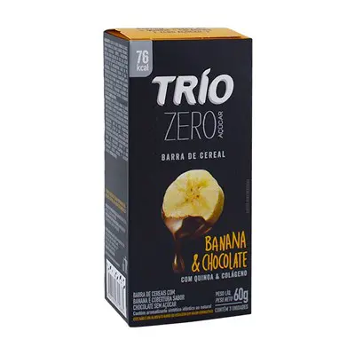 CEREAL BARRA TRIO BANANA/CHOCOLATE ZERO COM 3 60 GR