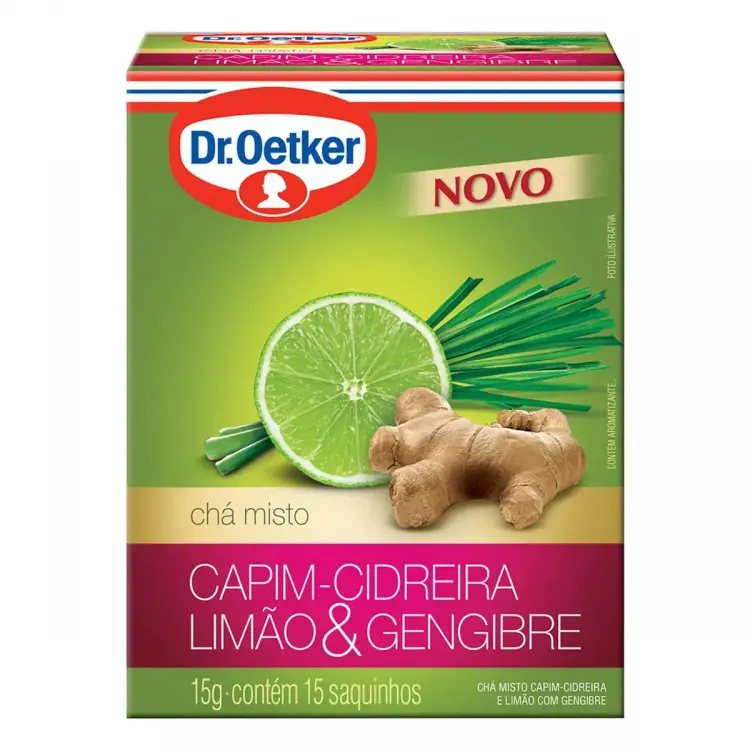 CHÁ DR. OETKER CAPIM-CIDREIRA, LIMÃO E GENGIBRE 10 SACHES