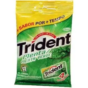 CHICLETE TRIDENT MENTA BAG COM 4 UN