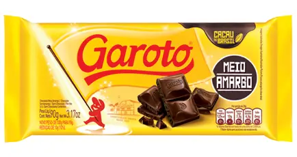 CHOCOLATE GAROTO MEIO AMARGO 90G