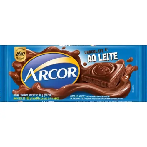 CHOCOLATE ARCOR AO LEITE 80G