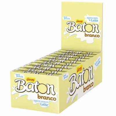 CHOCOLATE BATON BRANCO COM 30 UNIDADES