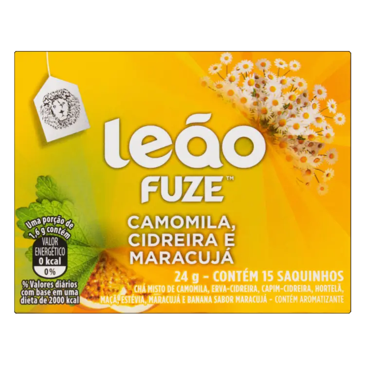 CHÁ LEÃO FUZE CAMOMILA CIDREIRA E MARACUJÁ 15 SACHES