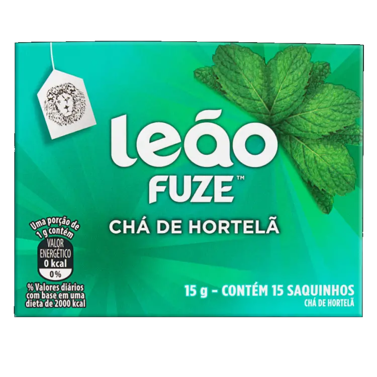 CHÁ LEÃO FUZE HORTELÃ SACHE COM 15 UNIDADES