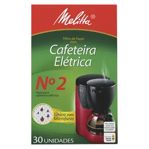 FILTRO DE PAPEL MELITTA CAFETEIRA ELÉTRICA MÉDIO NÚMERO 2 COM 30 UNIDADES