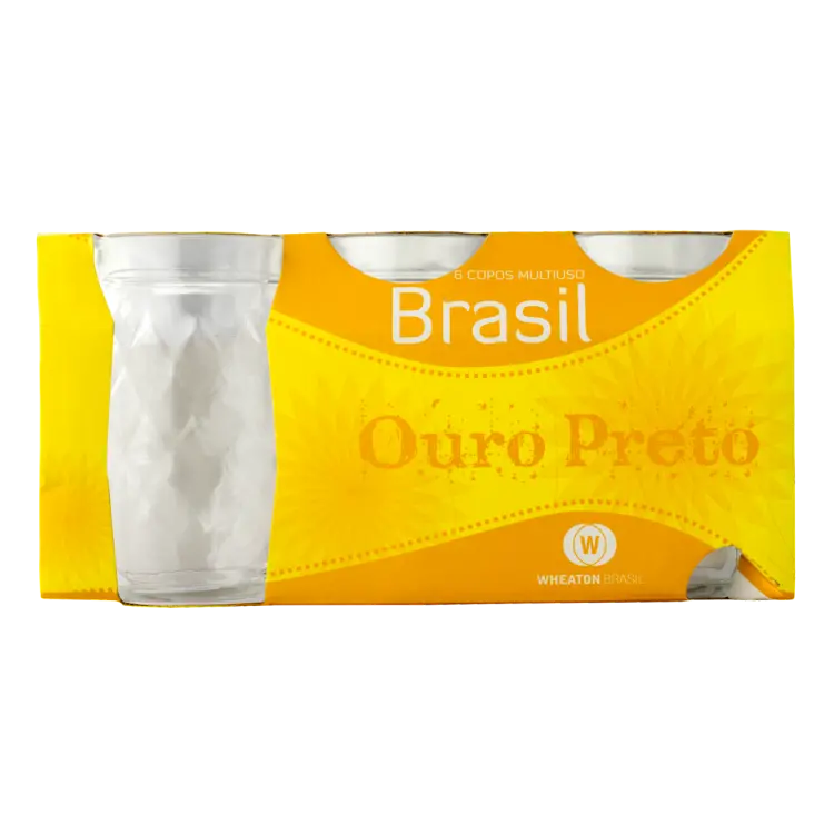 CONJUNTO COPO WHEATON OURO PRETO COM 6 UNIDADES