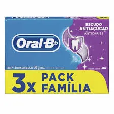 CREME DENTAL ORAL B ESCUDO ANTI AÇÚCAR 3X70G