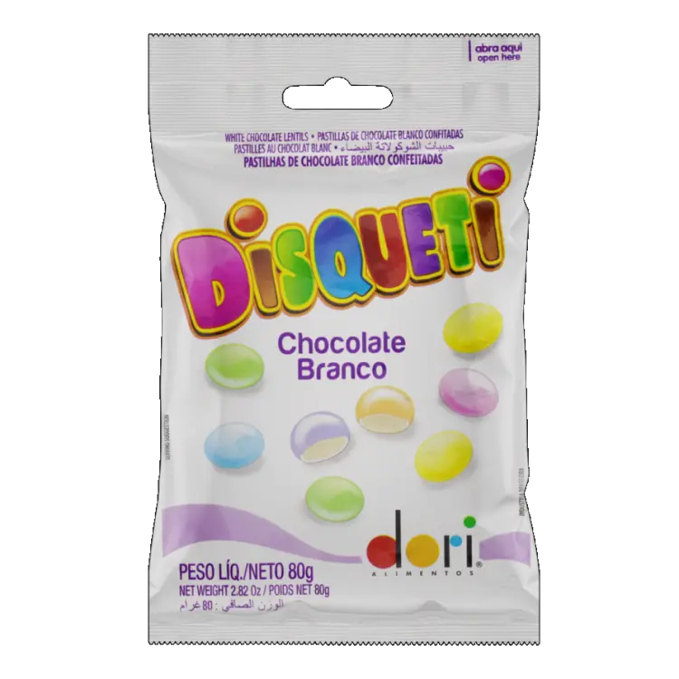 CHOCOLATE DISQUETI BRANCO 80G