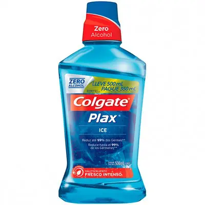 ENXAGUANTE BUCAL ANTISSÉPTICO COLGATE PLAX ICE LEVE 500 PAGUE 350 ML