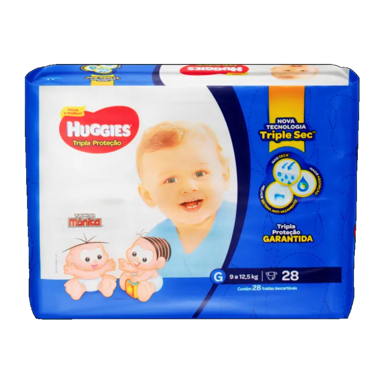 FRALDA HUGGIES TURMA DA MÔNICA JUMBO G 28 UNIDADES