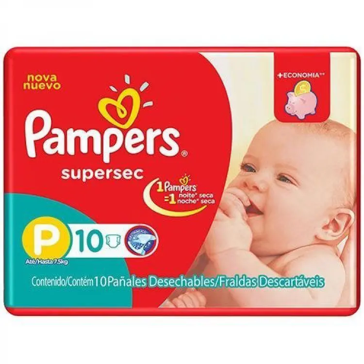 FRALDA DESCARTÁVEL PAMPERS SUPERSEC P 10 UNIDADES