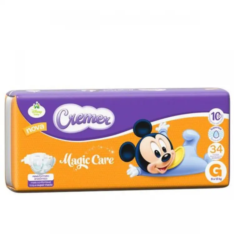 FRALDA DESCARTÁVEL DISNEY CREMER BABY G COM 34 UNIDADES