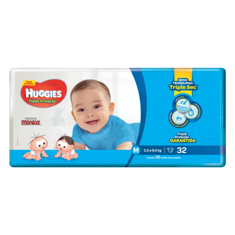 FRALDA HUGGIES TURMA DA MÔNICA JUMBO M 32 UNIDADES