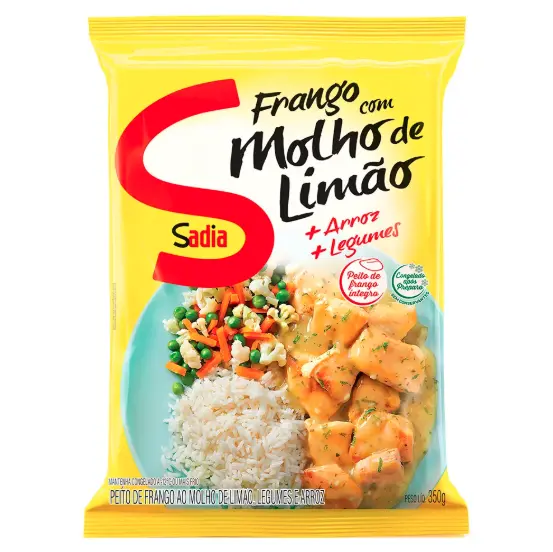 FRANGO SADIA COM MOLHO DE LIMÃO+ARROZ+LEGUMES 350 GRAMAS