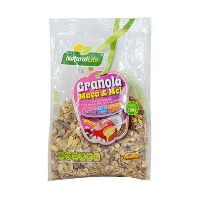 GRANOLA NATURAL LIFE MAÇÃ E MEL 300G