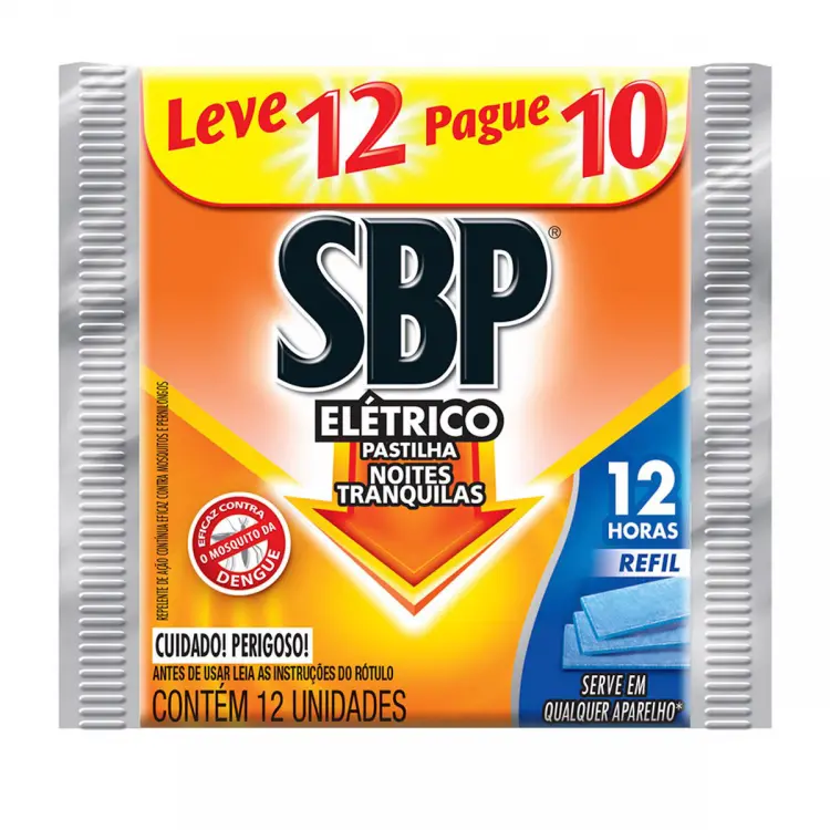 REFIL REPELENTE ELÉTRICO SBP PASTILHAS 12H 12 UNIDADES