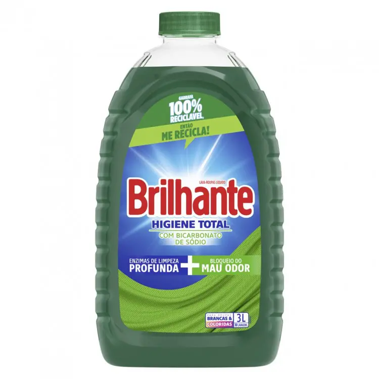 LAVA ROUPAS LÍQUIDO BRILHANTE HIGIENE TOTAL 3L