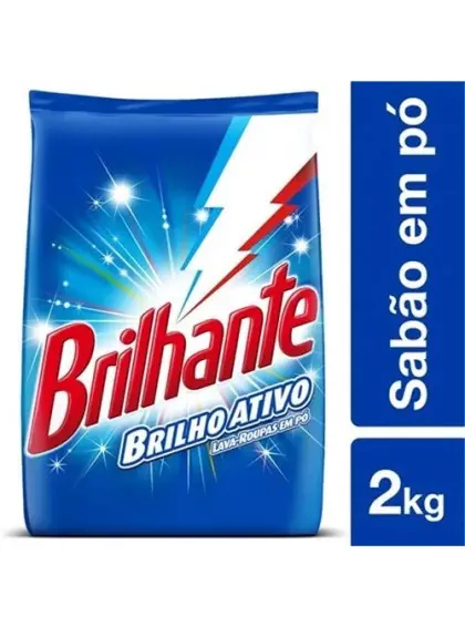 LAVA ROUPAS EM PÓ BRILHANTE BRILHO ATIVO 2KG