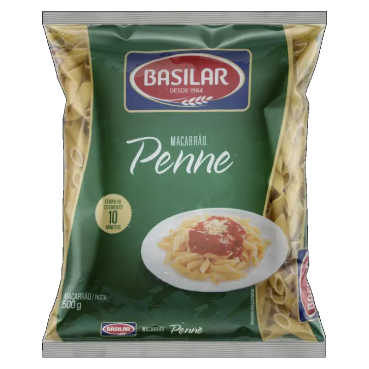 MACARRÃO BASILAR SÊMOLA VERDE PENNE 500 GRAMAS