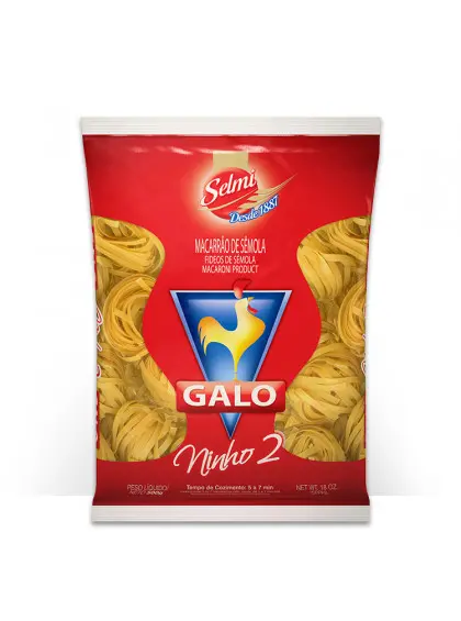 MACARRÃO GALO SÊMOLA NINHO Nº2 500 G