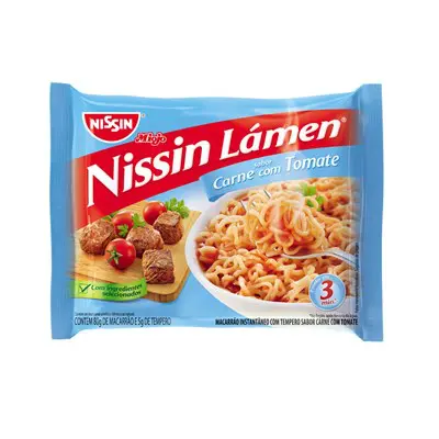 MACARRÃO INSTANTÂNEO NISSIN LAMEN CARNE COM TOMATE 85G