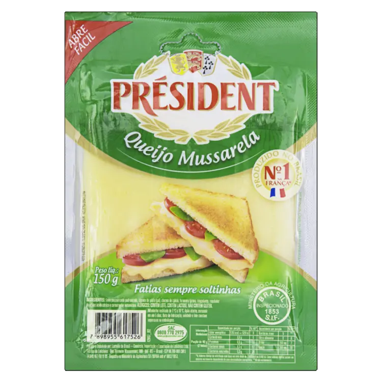 MUSSARELA PRESIDENT FATIADO 150G