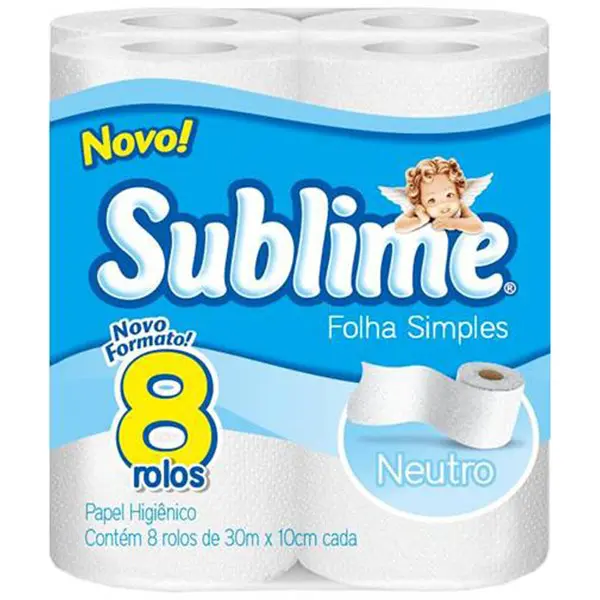 PAPEL HIGIÊNICO SUBLIME FS NEUTRO COM 8 30 METROS