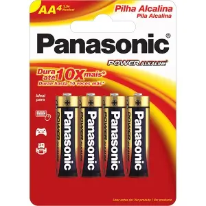 PILHA PANASONIC ALKALINA PEQUENA AA 4 UNIDADES