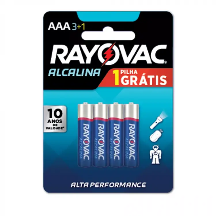 PILHA RAYOVAC ALCALINA AAA LEVE 4 PAGUE 3