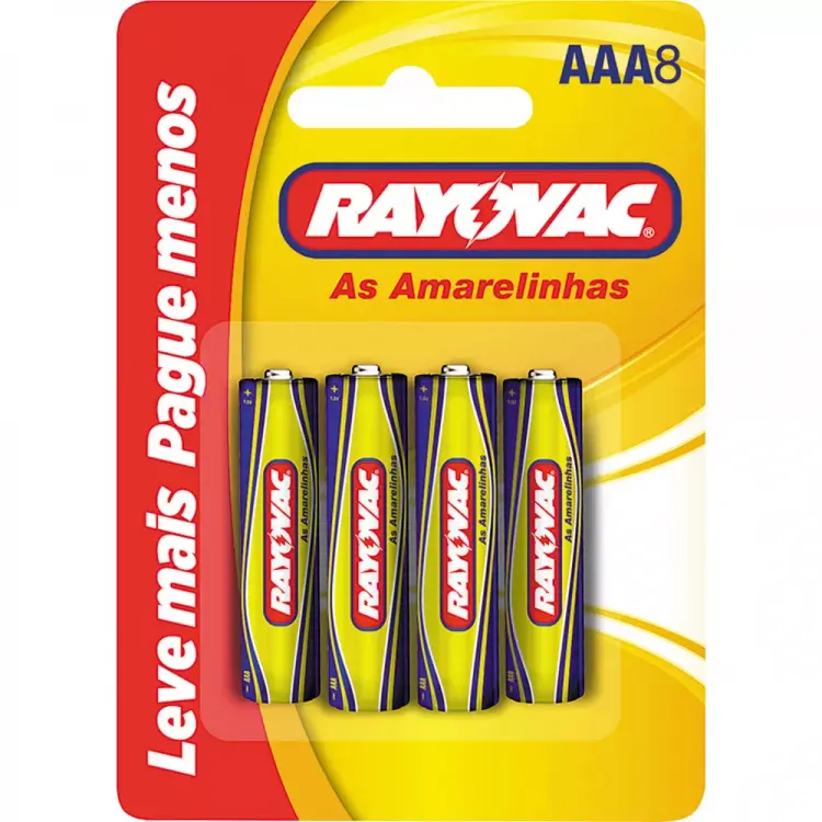 PILHA RAYOVAC R03 AAA COM 8 UNIDADES